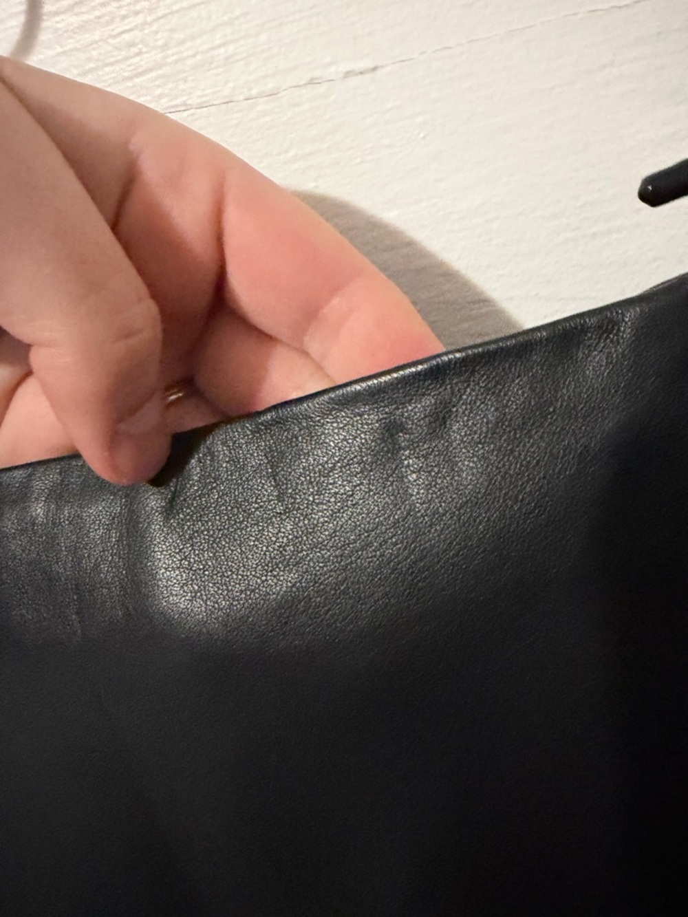 Ralph Lauren Black Real Leather Pencil Skirt with asymmetrical Front Zip - Picture 7 of 8
